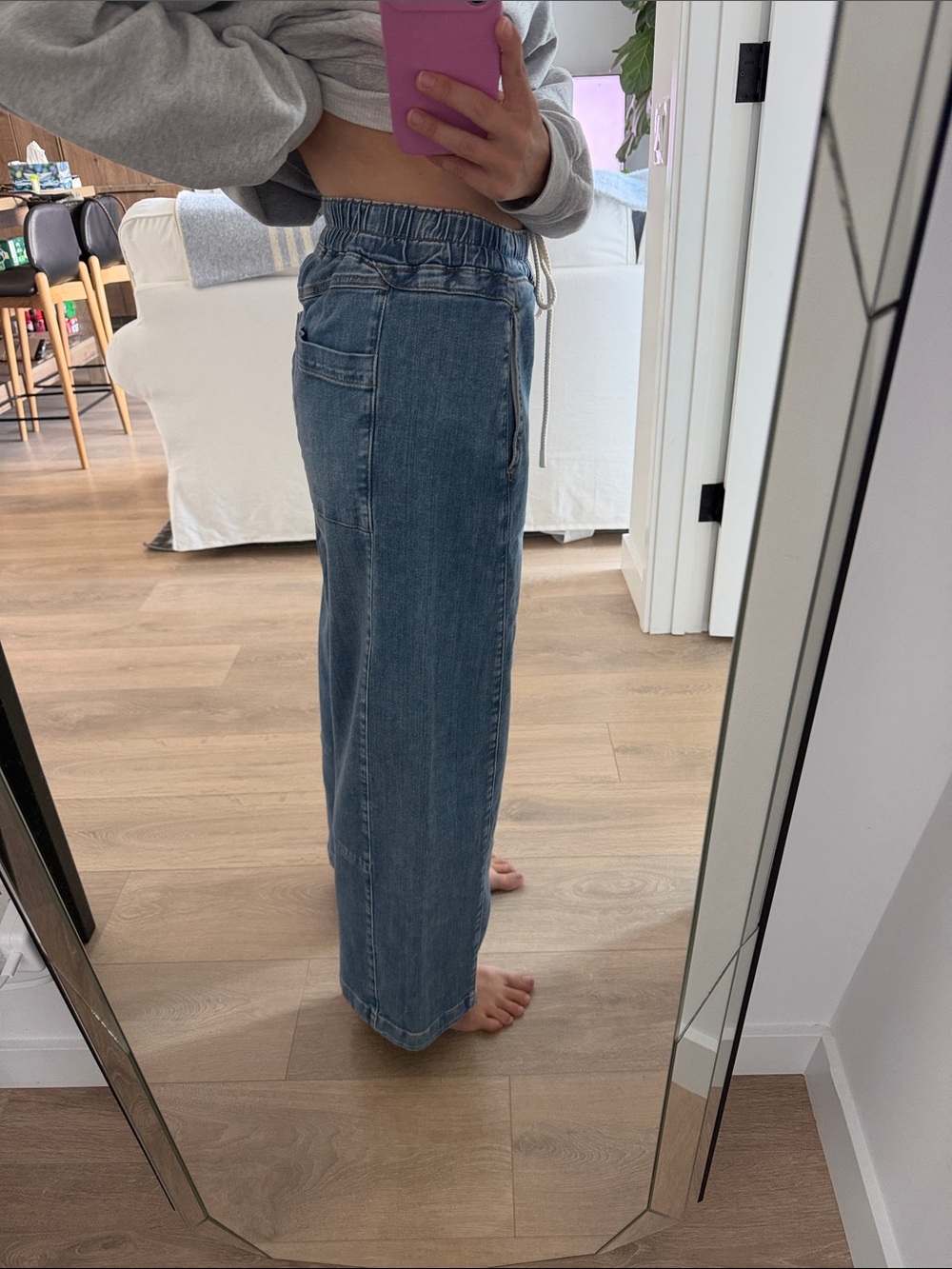 Pilcro Denim Wide-Leg Drawstring Jeans - Blue - Picture 3 of 10